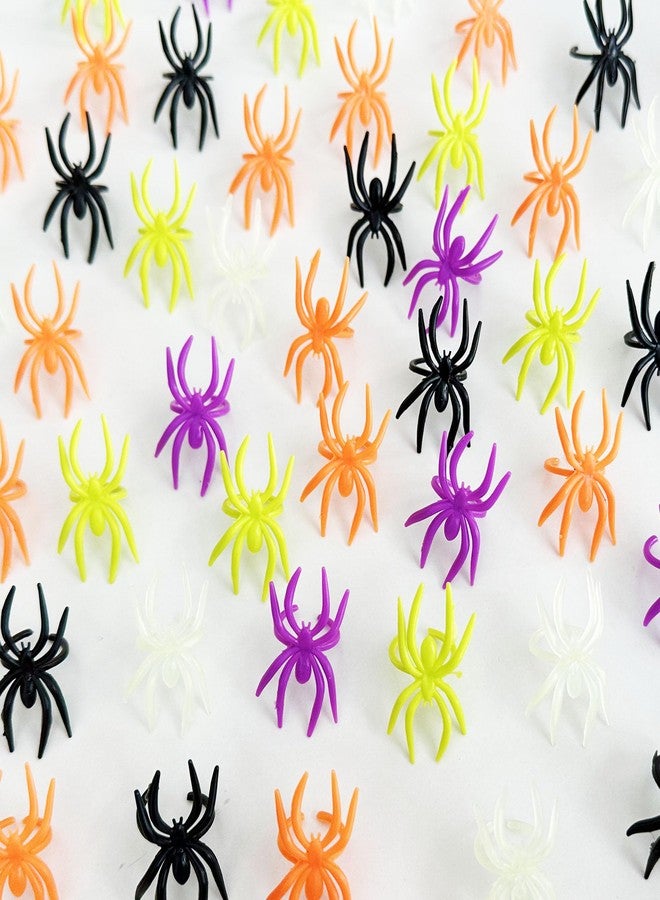 Yoblink Spider Rings,5 Colors 100Pcs Plastic Halloween Spider Rings - Image 4